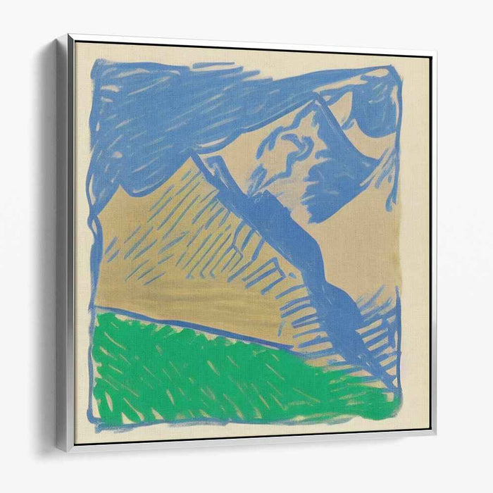 Geometric Summit Perspective: Modern Abstract Mountain Landscape Canvas Art Print