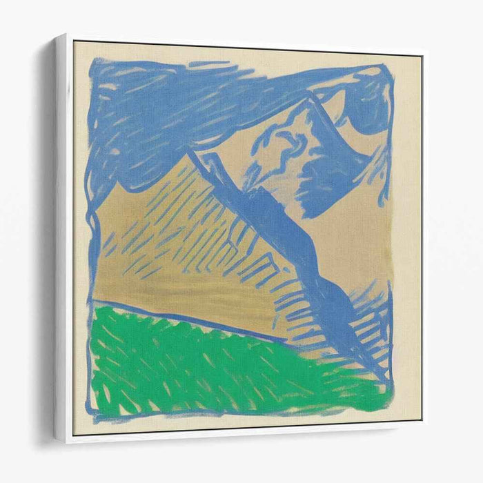 Geometric Summit Perspective: Modern Abstract Mountain Landscape Canvas Art Print