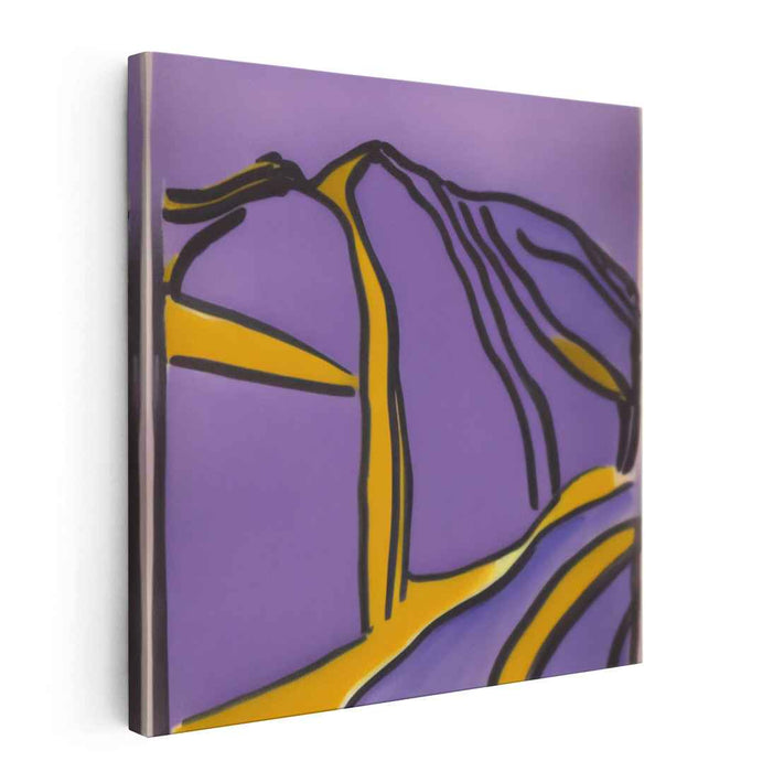 Twilight Dance of Colors: Abstract Purple and Yellow Landscape Canvas Art Print