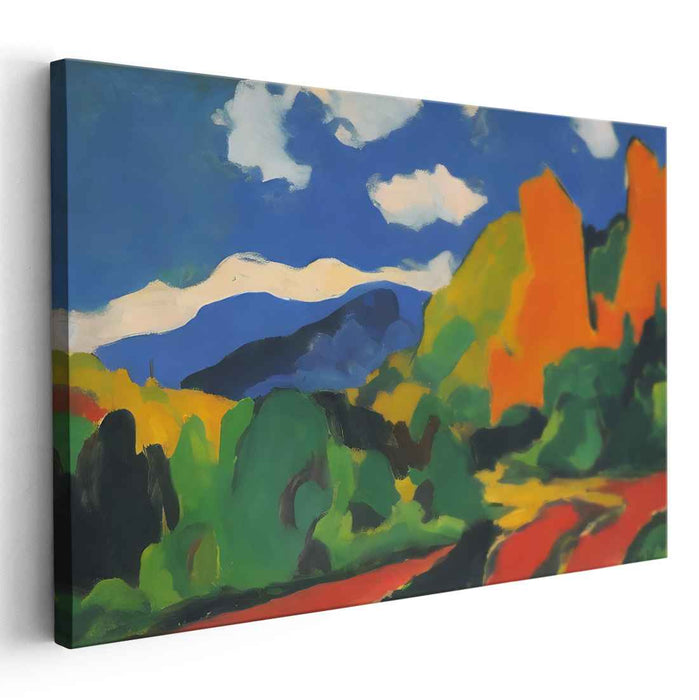 Vivid Range Vista: Fauvist Hills and Mountains Canvas Art Print