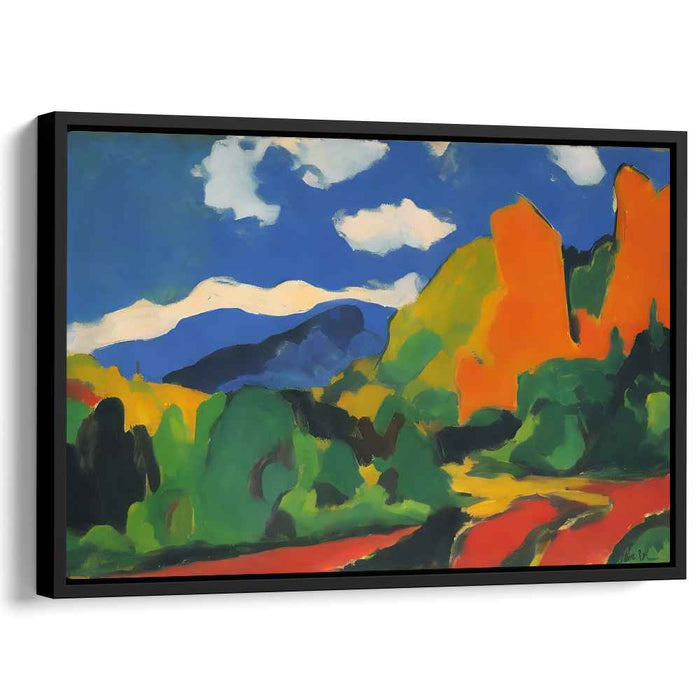 Vivid Range Vista: Fauvist Hills and Mountains Canvas Art Print
