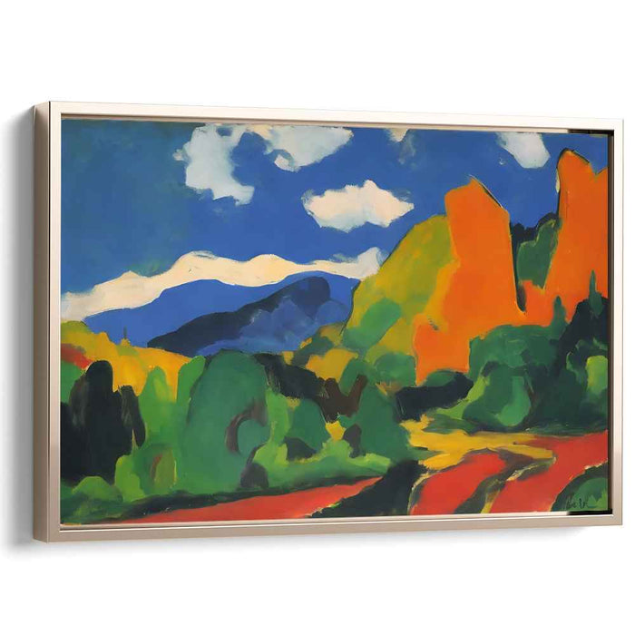 Vivid Range Vista: Fauvist Hills and Mountains Canvas Art Print