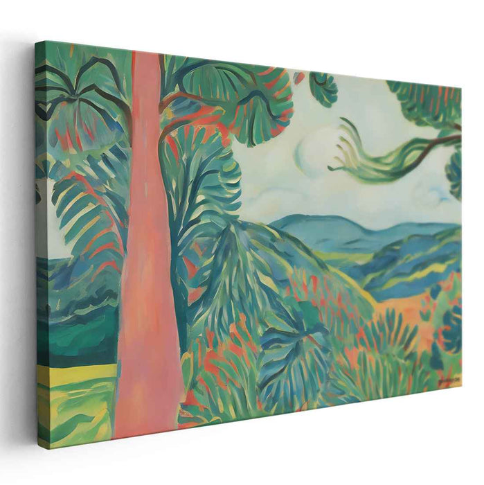 Vibrant Verdure: Fauvist Landscape with Radiant Foliage Canvas Art Print