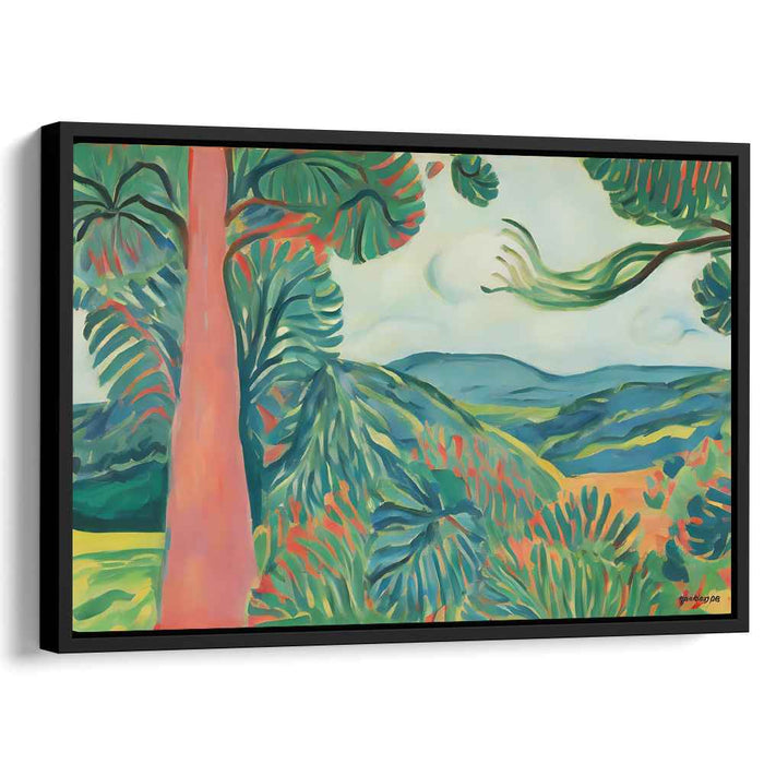 Vibrant Verdure: Fauvist Landscape with Radiant Foliage Canvas Art Print