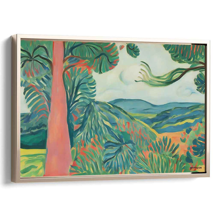 Vibrant Verdure: Fauvist Landscape with Radiant Foliage Canvas Art Print
