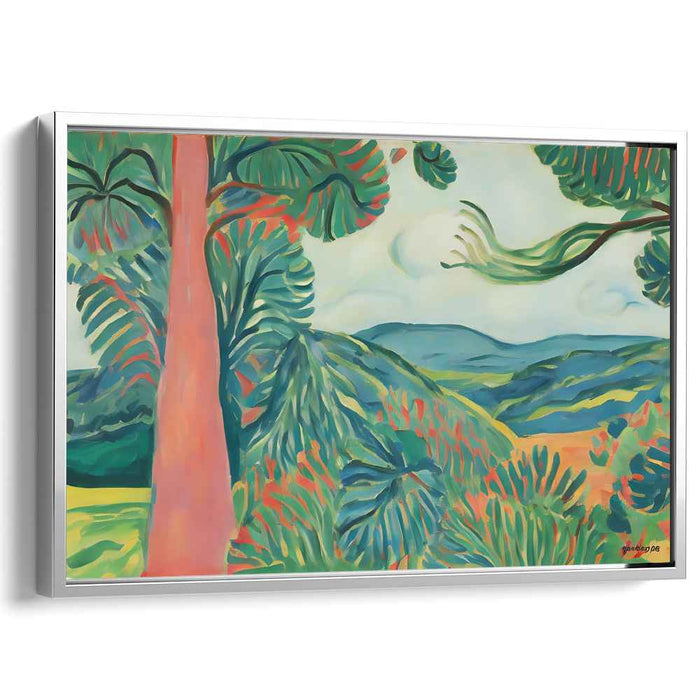 Vibrant Verdure: Fauvist Landscape with Radiant Foliage Canvas Art Print