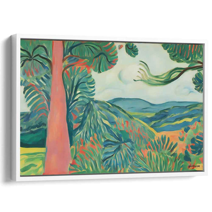 Vibrant Verdure: Fauvist Landscape with Radiant Foliage Canvas Art Print