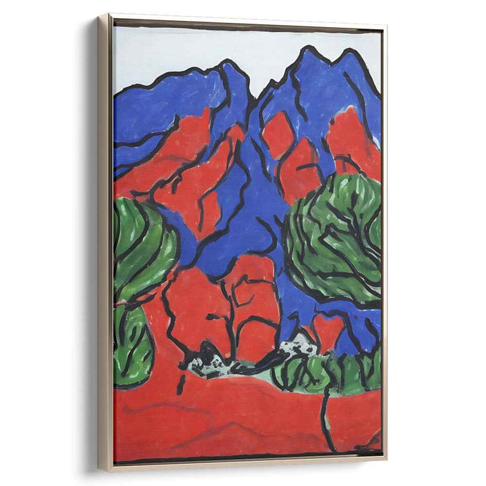 Crimson Peaks and Verdant Valleys: Expressive Landscape Canvas Art