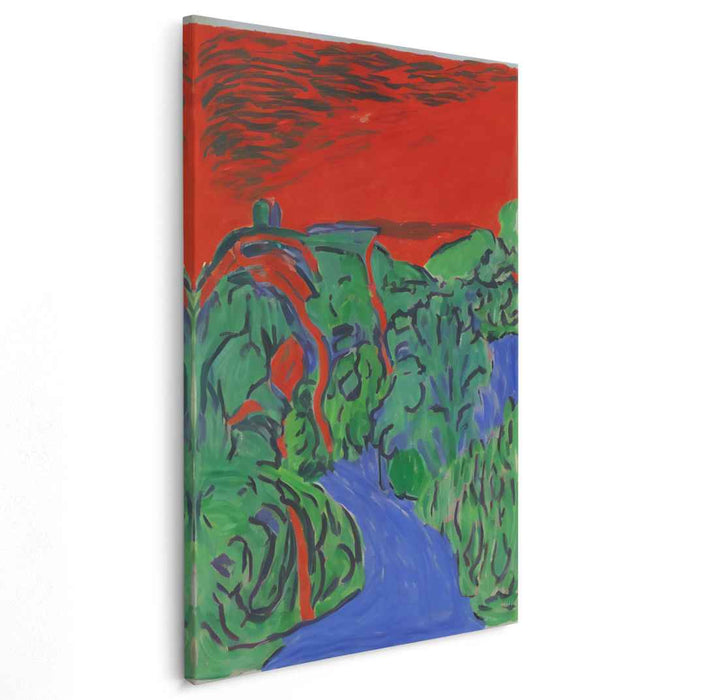 Emerald Echoes Dance Wildly: Expressionist Landscape with Vibrant Greens and Blues