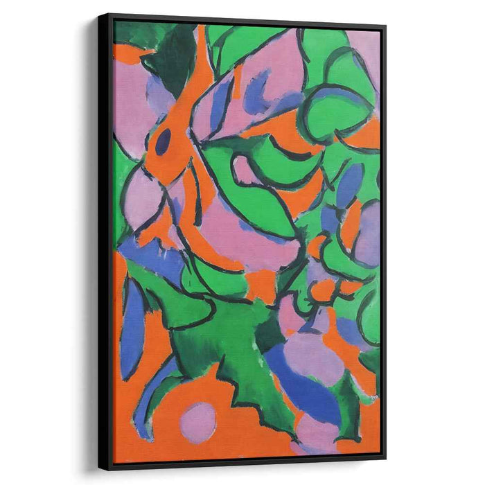 Chaos in Citrus Grove: Abstract Expressionist Vibrant Green and Orange Canvas Art