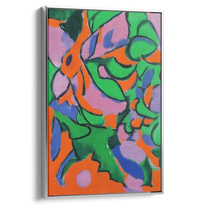 Chaos in Citrus Grove: Abstract Expressionist Vibrant Green and Orange Canvas Art