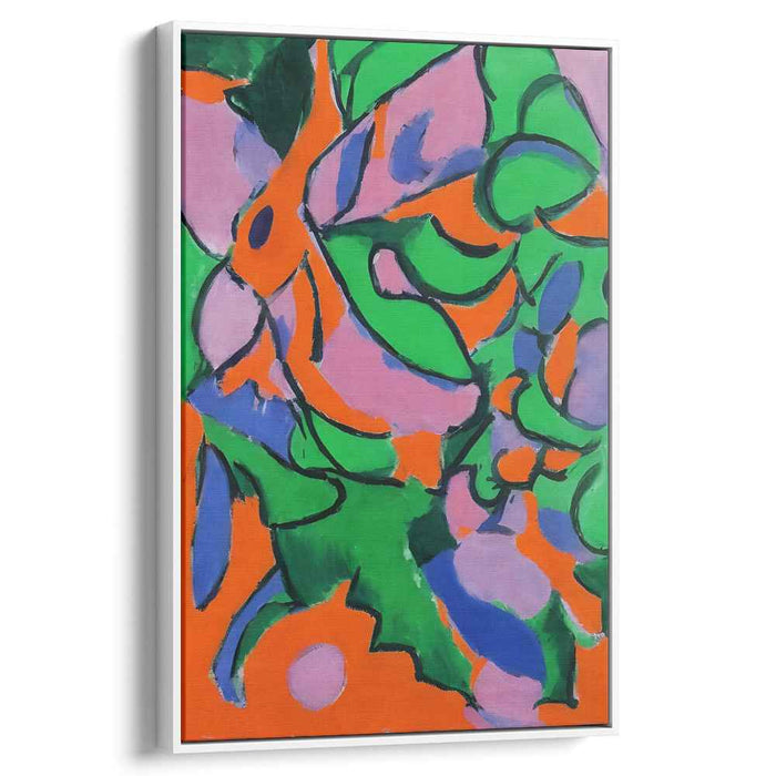 Chaos in Citrus Grove: Abstract Expressionist Vibrant Green and Orange Canvas Art