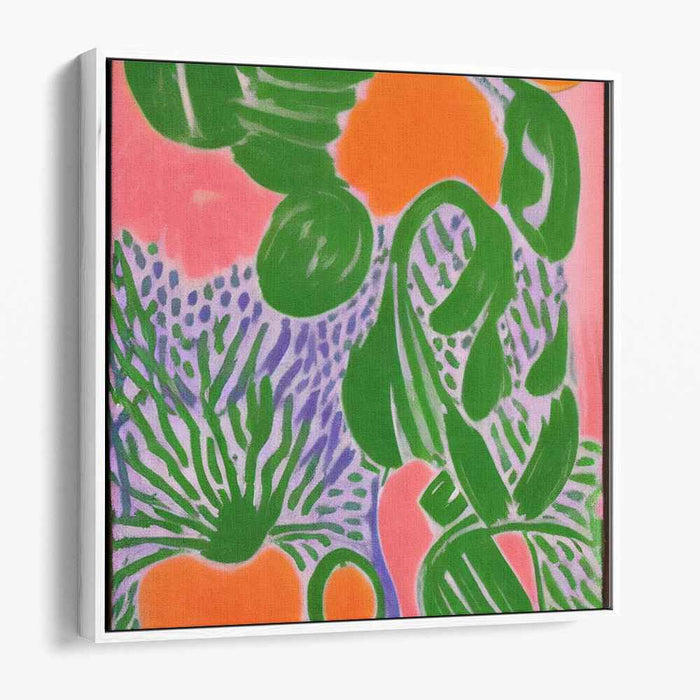 Vibrant Fusion Energy Blast: Energetic Green and Orange Canvas Art Print