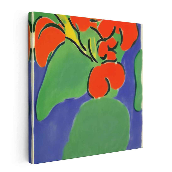 Floral Fervor: Fauvist-Inspired Orange and Green Canvas Art