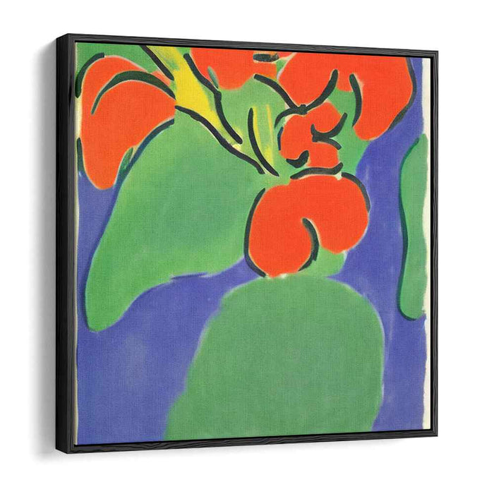 Floral Fervor: Fauvist-Inspired Orange and Green Canvas Art