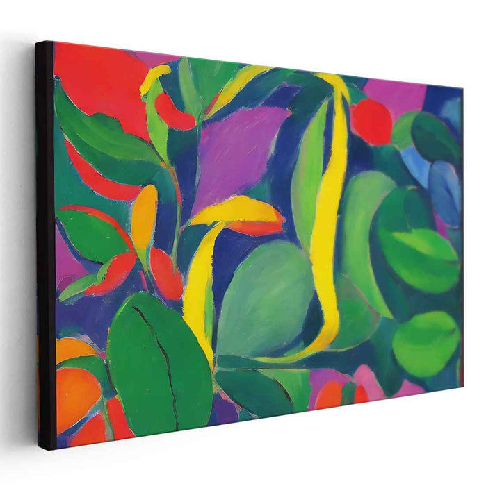 Fleeting Garden Whispers: Vibrant Fauvist Botanical Canvas Art Print