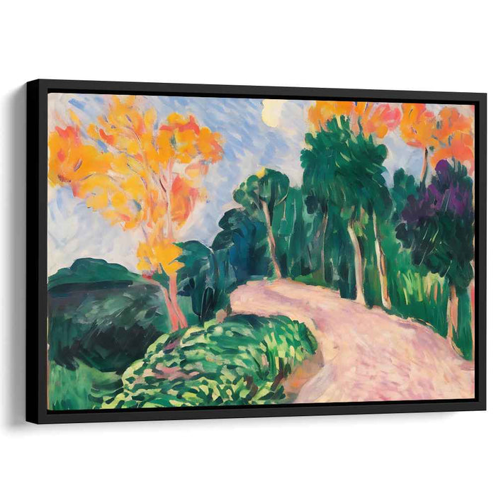Autumn Path: Vibrant Fauvist Forest Landscape Canvas Art Print
