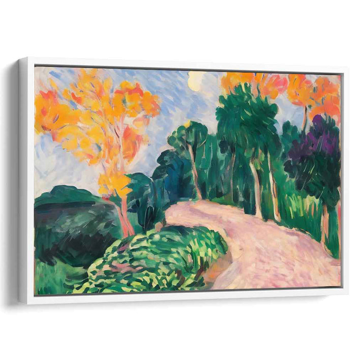 Autumn Path: Vibrant Fauvist Forest Landscape Canvas Art Print