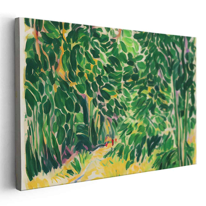 Mystical Journey Among Trees: A Vibrant Pathway Through Enchanted Forest Canvas Art