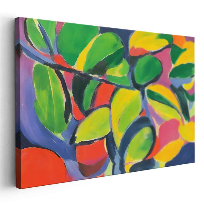 Kaleidoscope Foliage Symphony: Dynamic Leaf Forms in Bold Colors Canvas Art Print