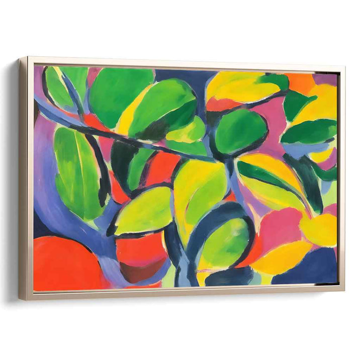Kaleidoscope Foliage Symphony: Dynamic Leaf Forms in Bold Colors Canvas Art Print