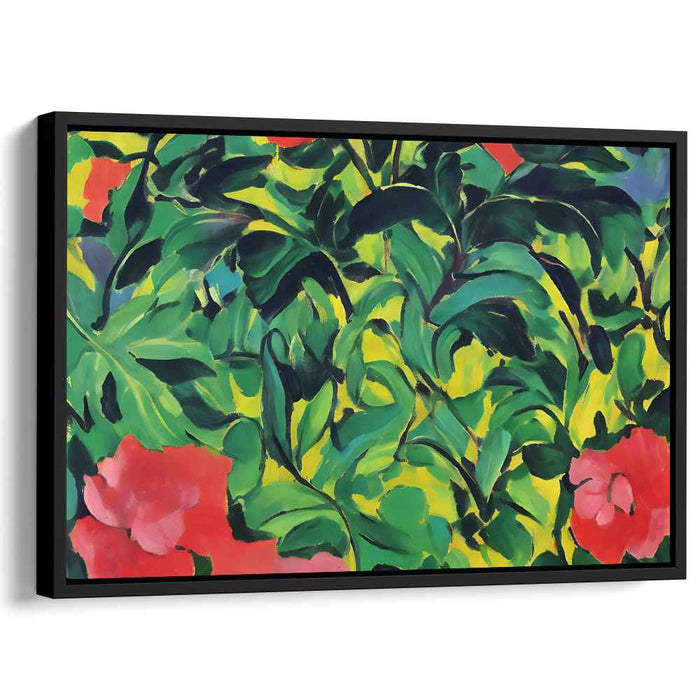 Jungle Serenade Symphony: Vibrant Tropical Foliage and Blooms Canvas Art Print