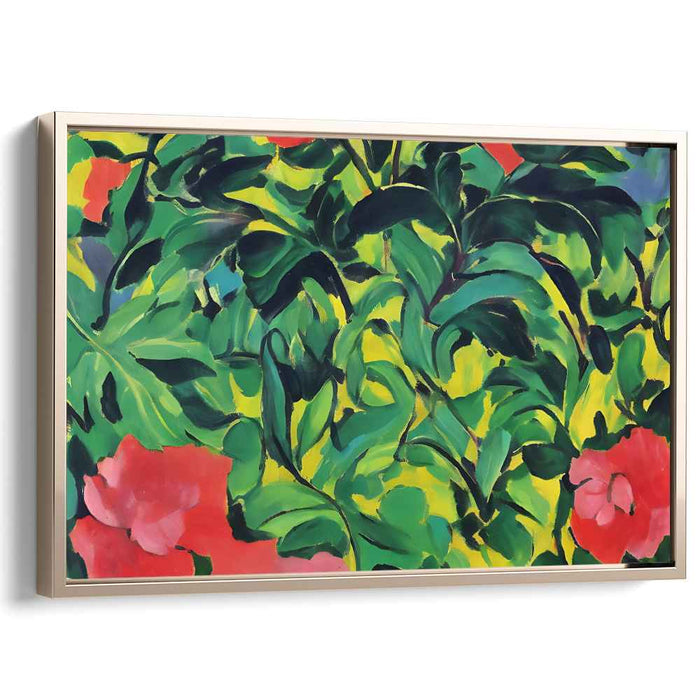 Jungle Serenade Symphony: Vibrant Tropical Foliage and Blooms Canvas Art Print