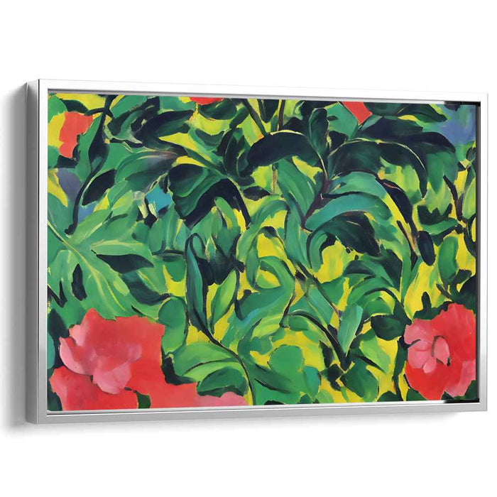 Jungle Serenade Symphony: Vibrant Tropical Foliage and Blooms Canvas Art Print
