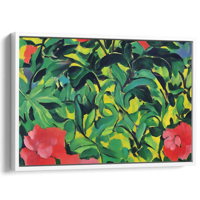 Jungle Serenade Symphony: Vibrant Tropical Foliage and Blooms Canvas Art Print