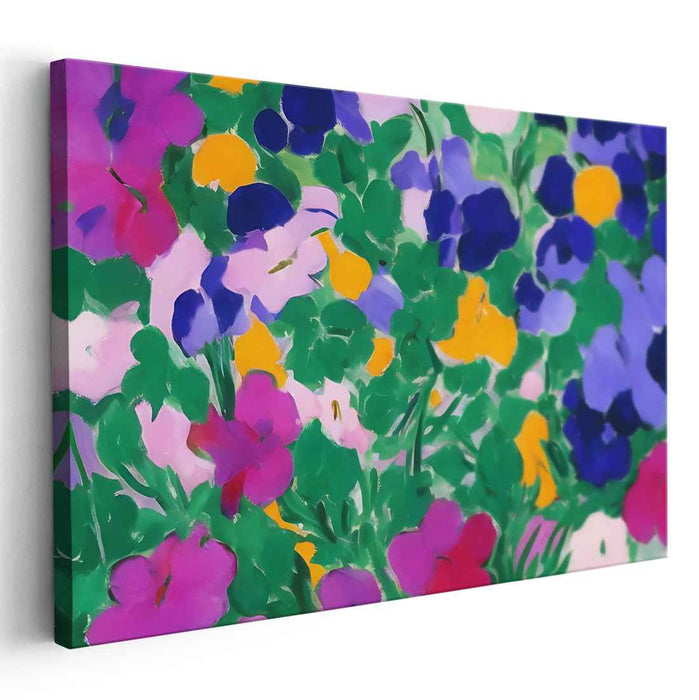 Blossoms Dance in Colorful Harmony: Vibrant Floral Abstract Canvas Art Print