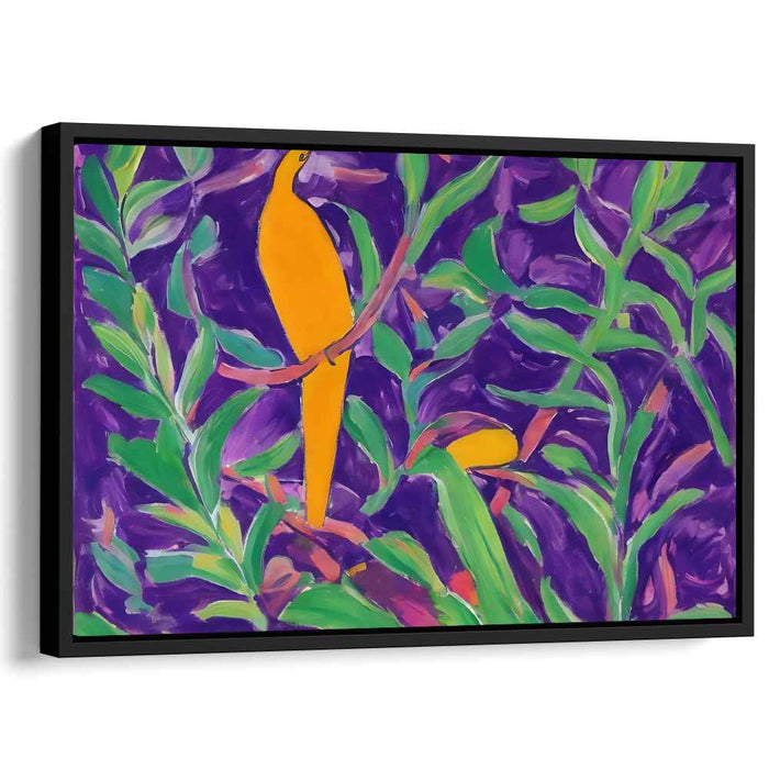 Avian Sunset: Fauvist Orange Bird on Purple Canvas Art Print