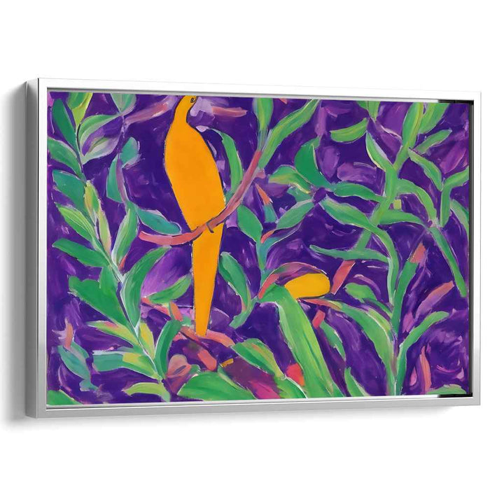 Avian Sunset: Fauvist Orange Bird on Purple Canvas Art Print
