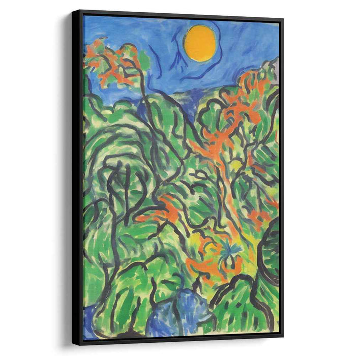 Wild Sunlit Canopy: Fauvist Jungle Landscape with Sun