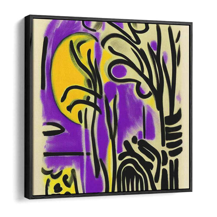 Enigmatic Nature: Abstract Expressionist Purple and Yellow Canvas Art Print