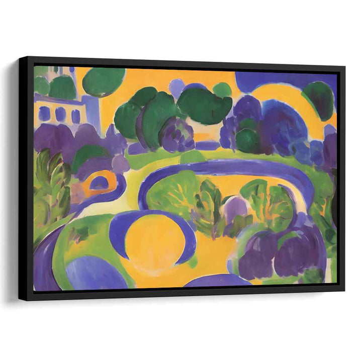Sunlit Pathways: Abstract Fauvist Landscape Canvas Art Print