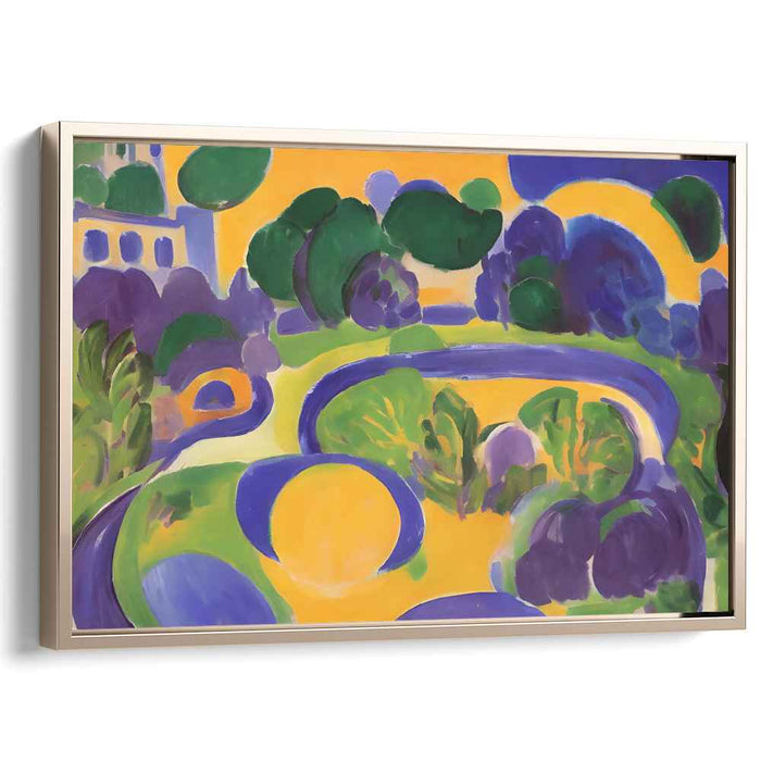 Sunlit Pathways: Abstract Fauvist Landscape Canvas Art Print