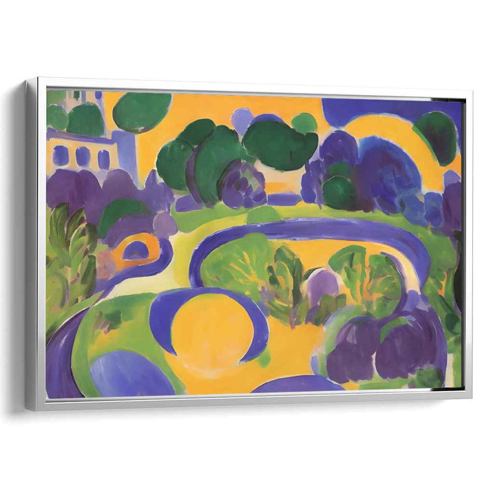 Sunlit Pathways: Abstract Fauvist Landscape Canvas Art Print