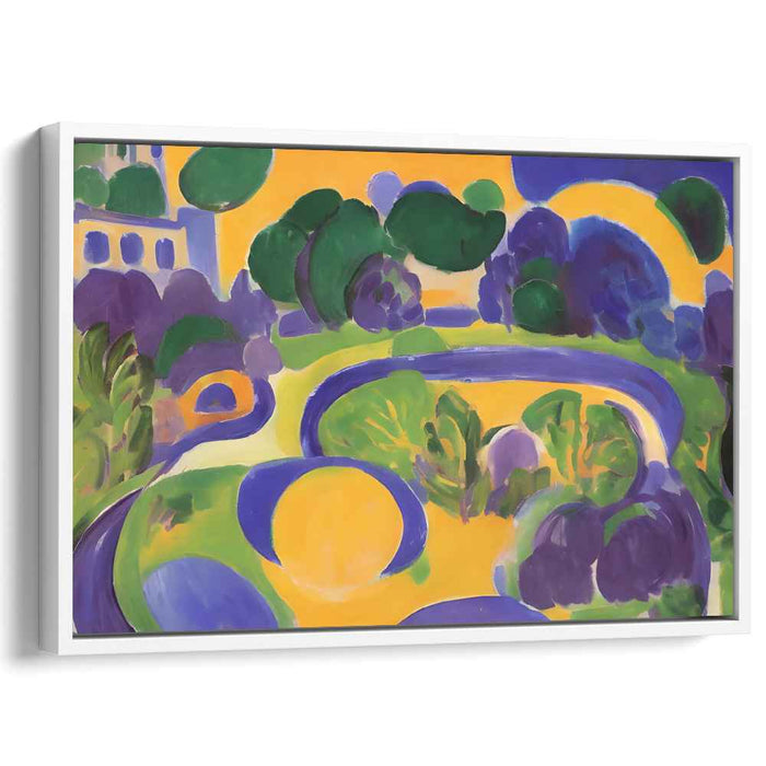 Sunlit Pathways: Abstract Fauvist Landscape Canvas Art Print