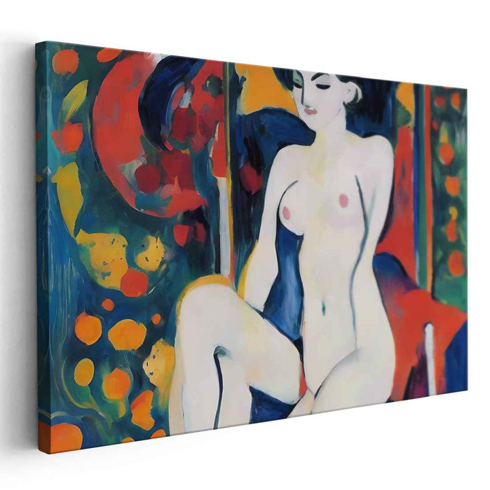 Bold Femme Essence: Fauvist Nude Female Canvas Art Print