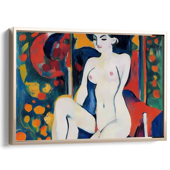 Bold Femme Essence: Fauvist Nude Female Canvas Art Print