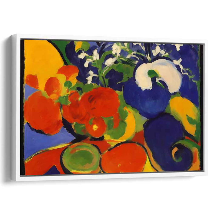 Blossoming Bounty: Fauvist Still Life with Fruits and Flowers Canvas Art Print