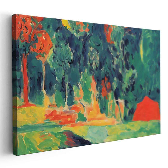 Vibrant Forest Dreamscape: Abstract Fauvist Landscape Canvas Art Print