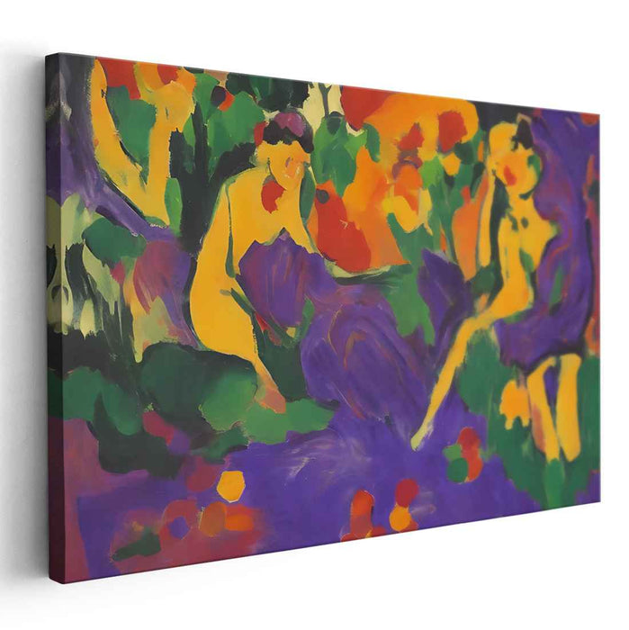 Lush Garden of Dreams: Vibrant Fauvist-Inspired Canvas Art Print