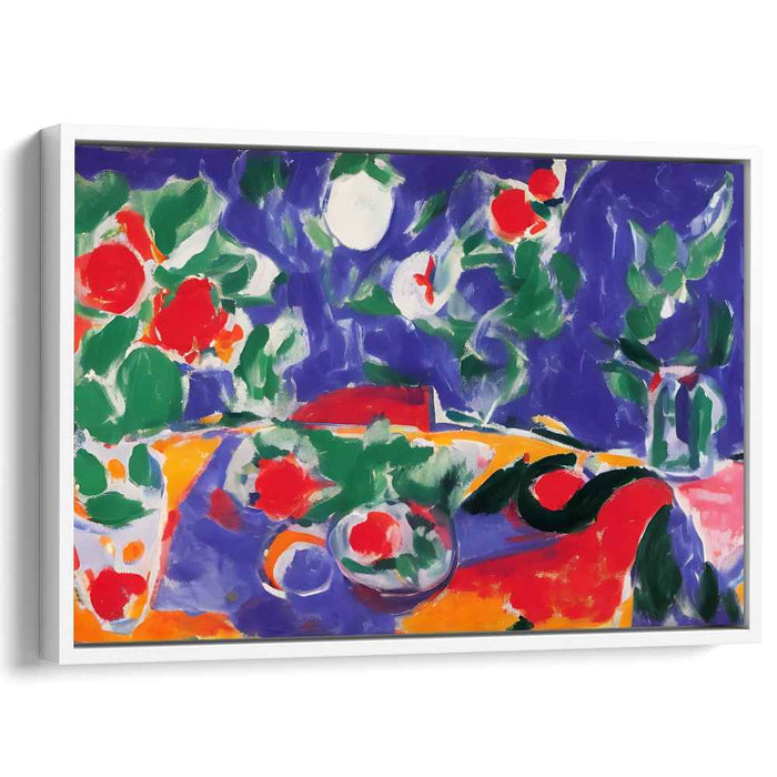 Vibrant Garden Echoes: Fauvist Floral Still Life Canvas Art Print