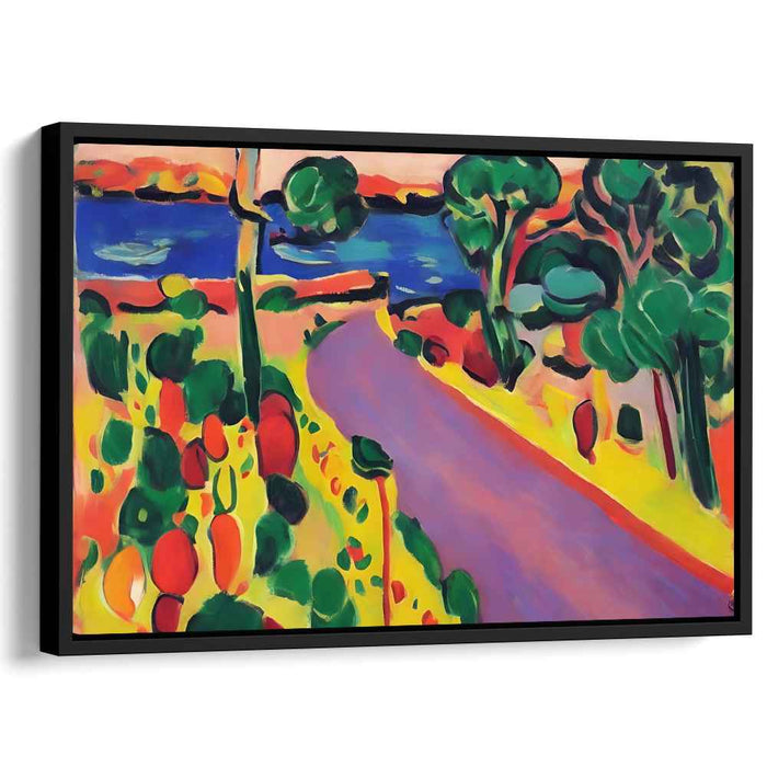 Wild Brush Lake Trail: Fauvist-Inspired Lakeside Pathway Canvas Art