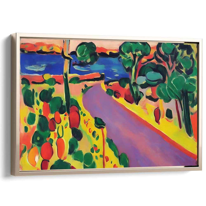 Wild Brush Lake Trail: Fauvist-Inspired Lakeside Pathway Canvas Art