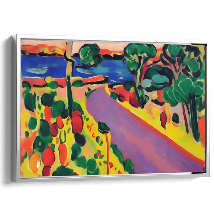 Wild Brush Lake Trail: Fauvist-Inspired Lakeside Pathway Canvas Art