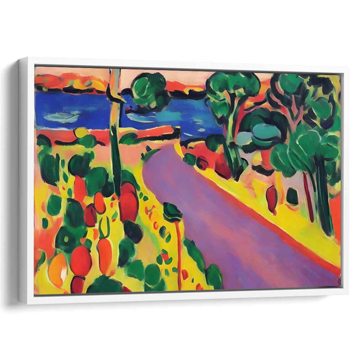 Wild Brush Lake Trail: Fauvist-Inspired Lakeside Pathway Canvas Art