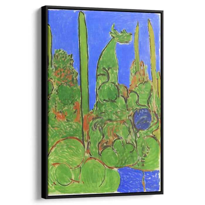Wildfire Fantasia: Fauvist-Inspired Landscape with Dragon Canvas Art