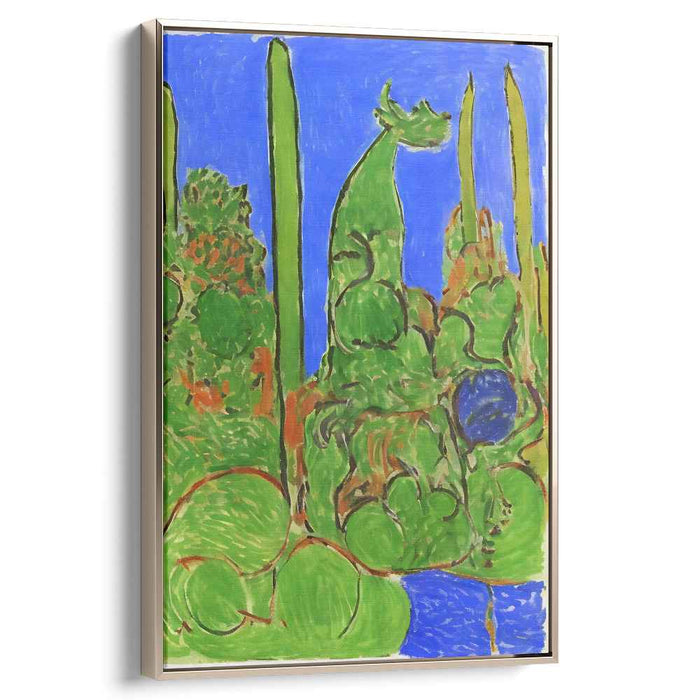 Wildfire Fantasia: Fauvist-Inspired Landscape with Dragon Canvas Art